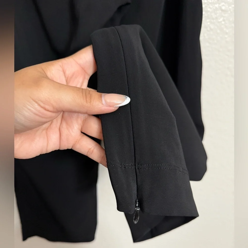 A.L.C. Black Straight Leg Pants with Front Tie and Ankle Zippers